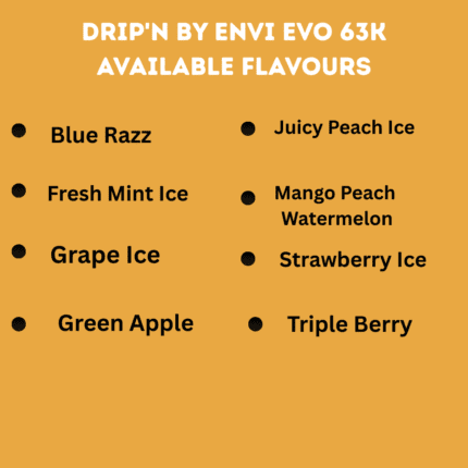 The product images shown are for illustration purposes only and may not be an exact representation of the product. Drip'n by Envi EVO 63K Disposable